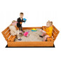 Cuib de nisip mare pentru copii cu bănci, 150x150 cm