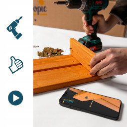 Pieskovisko din lemn de 100x100 cm cu bănci și acoperiș