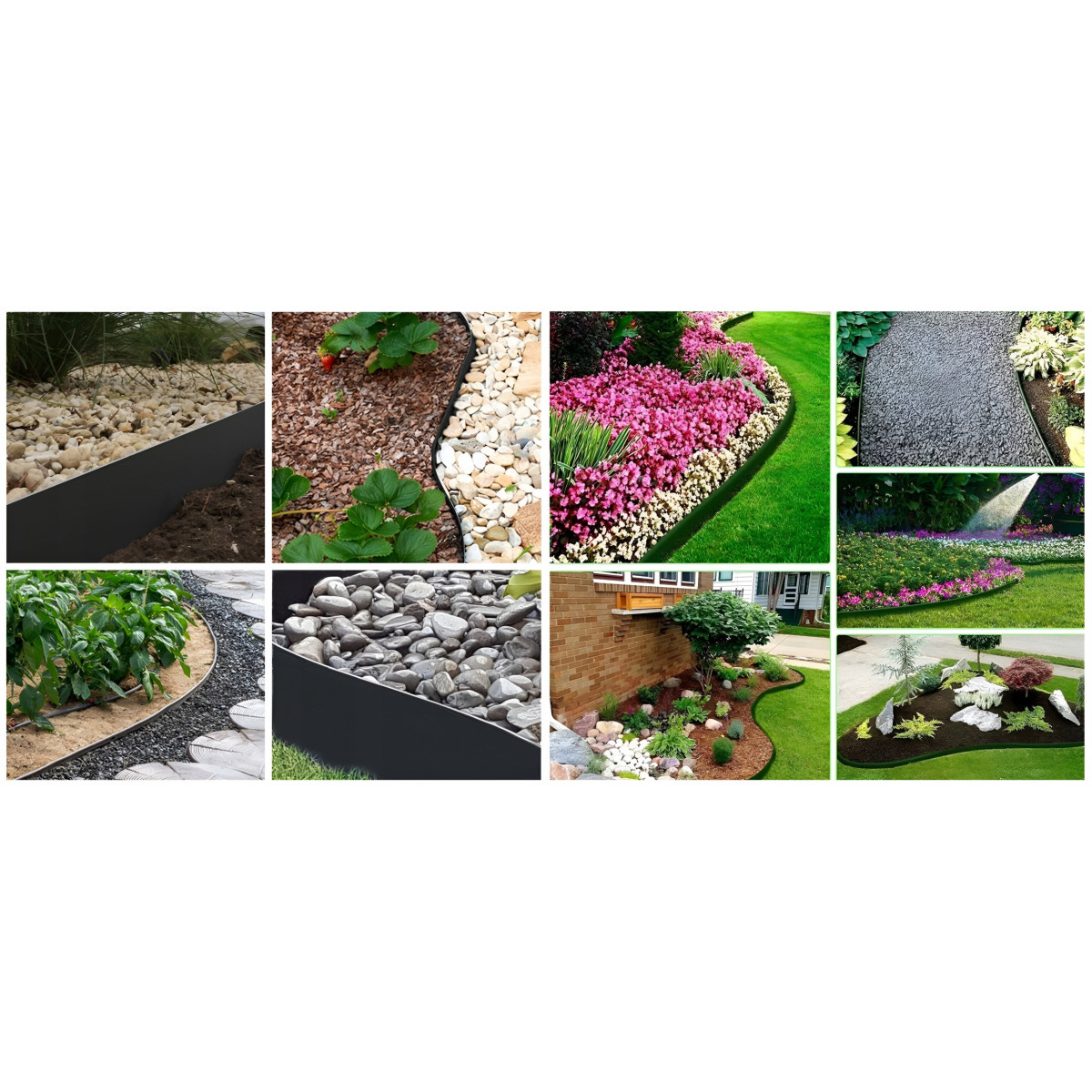 Zgârda de gazon de 4 cm x 10 m în culoare neagră + 20 de ancore în pachet.