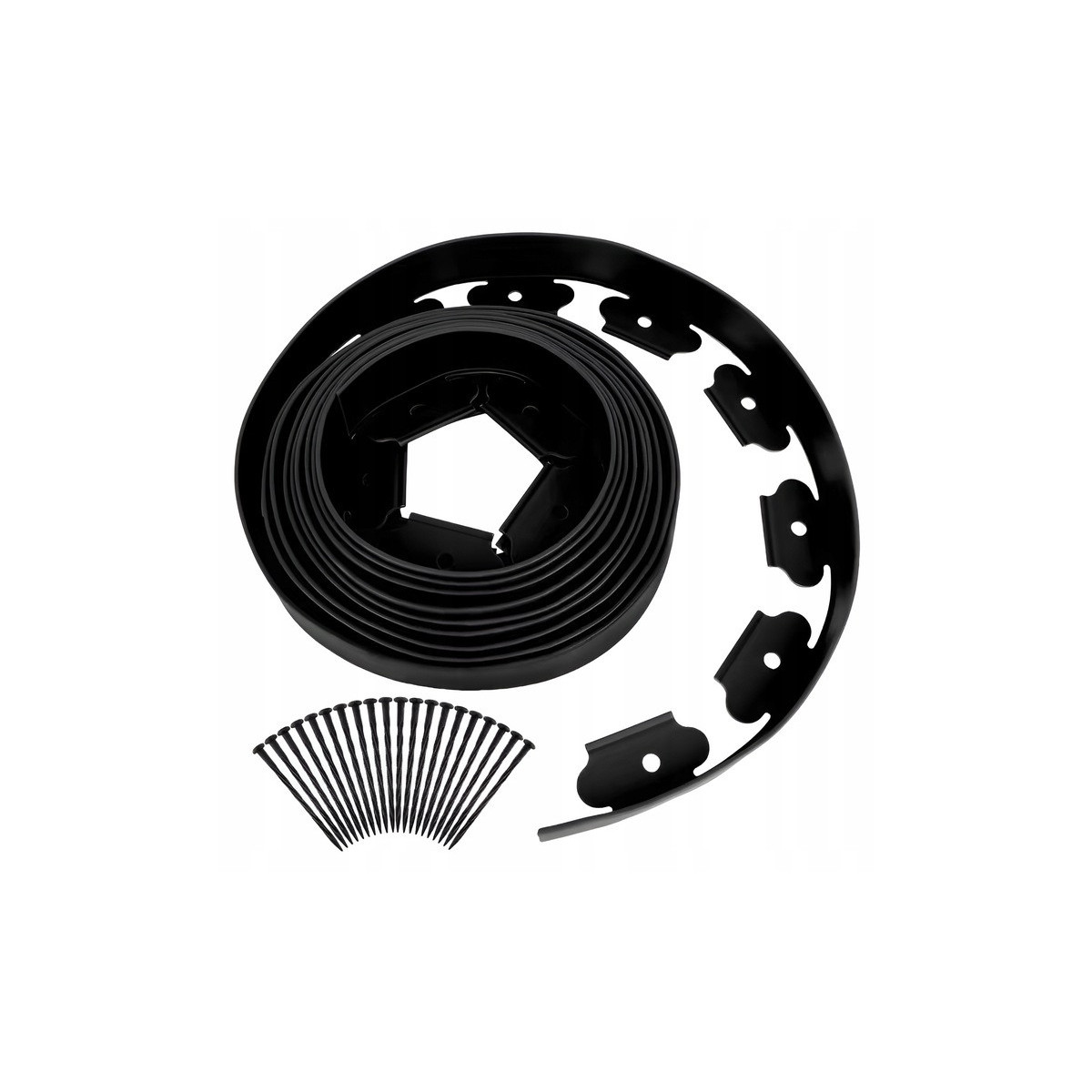 Zgârda de gazon de 4 cm x 10 m în culoare neagră + 20 de ancore în pachet.