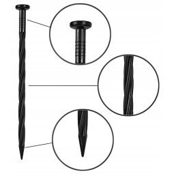 Borduri de gazon pentru grădină 5 cm x 10 m în culoarea neagră + 20 de suporturi în ambalaj.