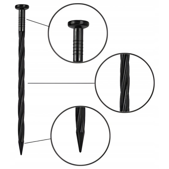 Kvalitative borduri pentru gazon 6 cm x 10 m în culoarea neagră + 20 de cuie în ambalaj