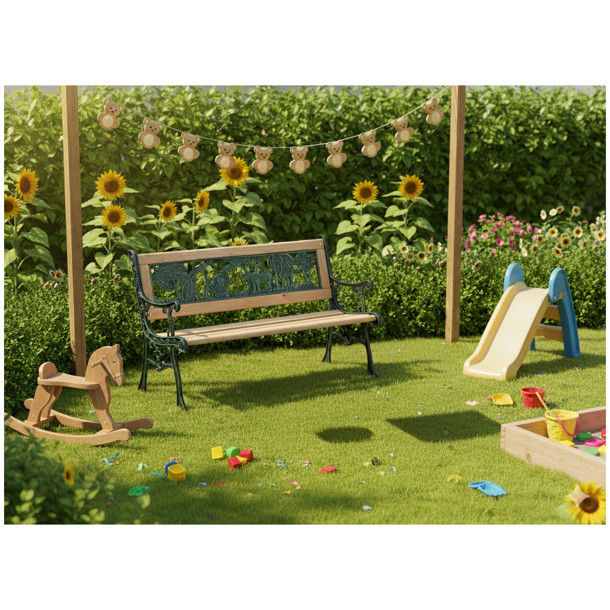 Vzorată bancă pentru copii în grădină 82 x 39 x 50 cm