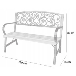 Bancă ieftină pentru grădină, cu dimensiunile 120x56x89 cm.