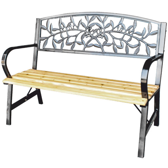 Bancă ieftină pentru grădină, cu dimensiunile 120x56x89 cm.