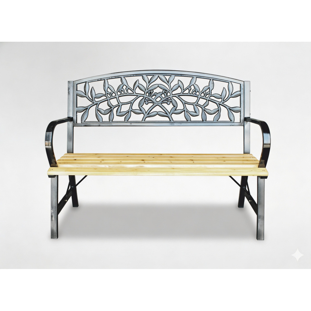 Bancă ieftină pentru grădină, cu dimensiunile 120x56x89 cm.