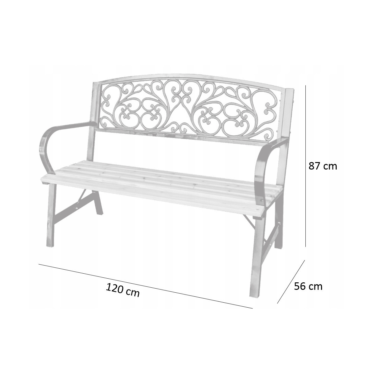 Bancă elegantă pentru grădină 120x56x87 cm