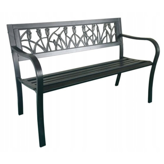 Bancă de grădină de culoare neagră 125x53x77 cm