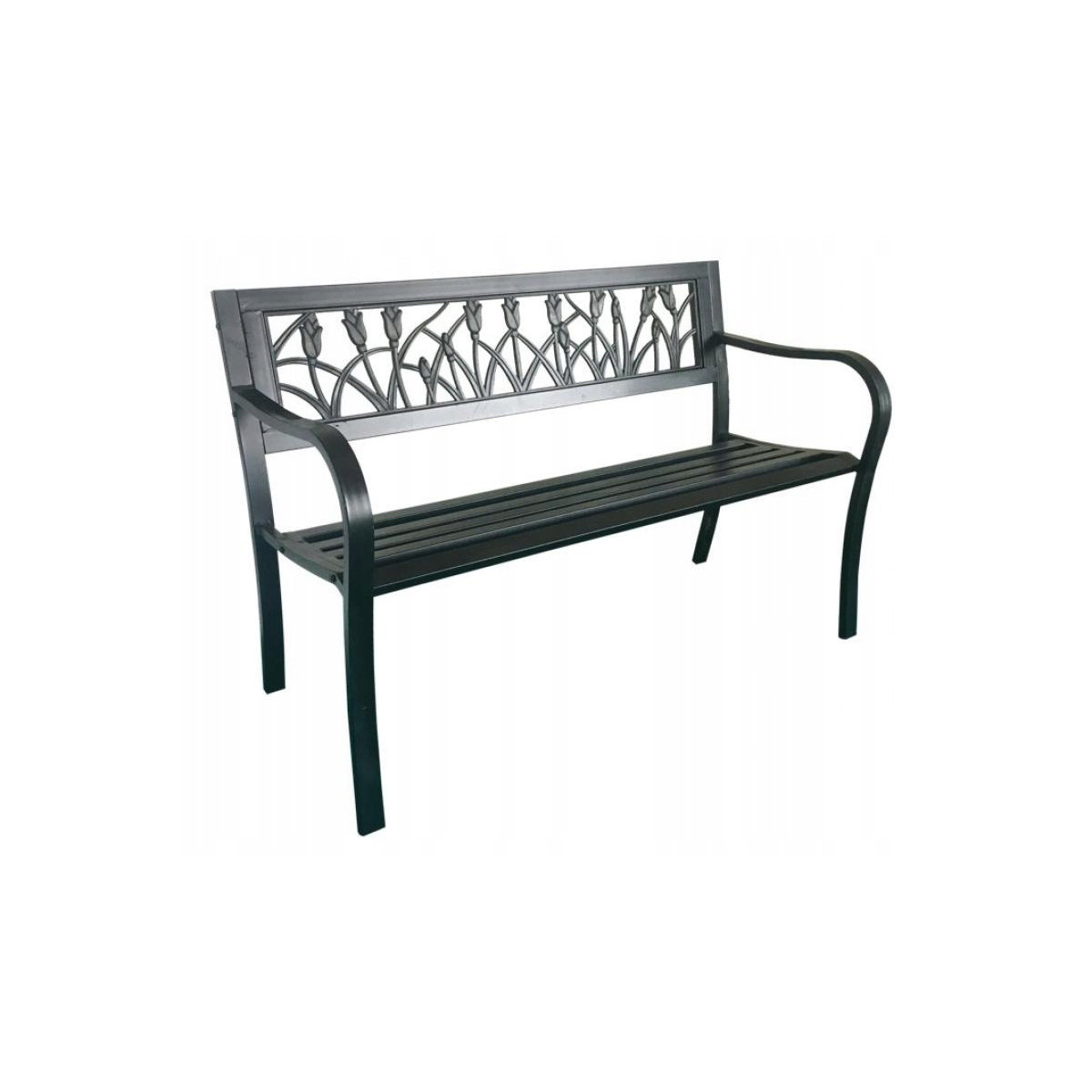 Bancă de grădină de culoare neagră 125x53x77 cm