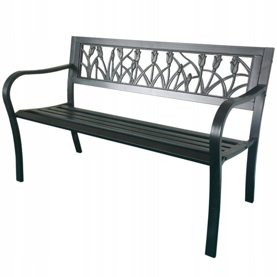 Bancă de grădină de culoare neagră 125x53x77 cm