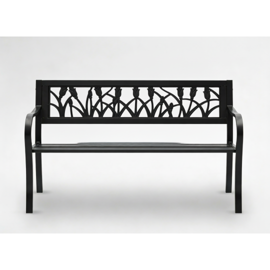 Bancă de grădină de culoare neagră 125x53x77 cm