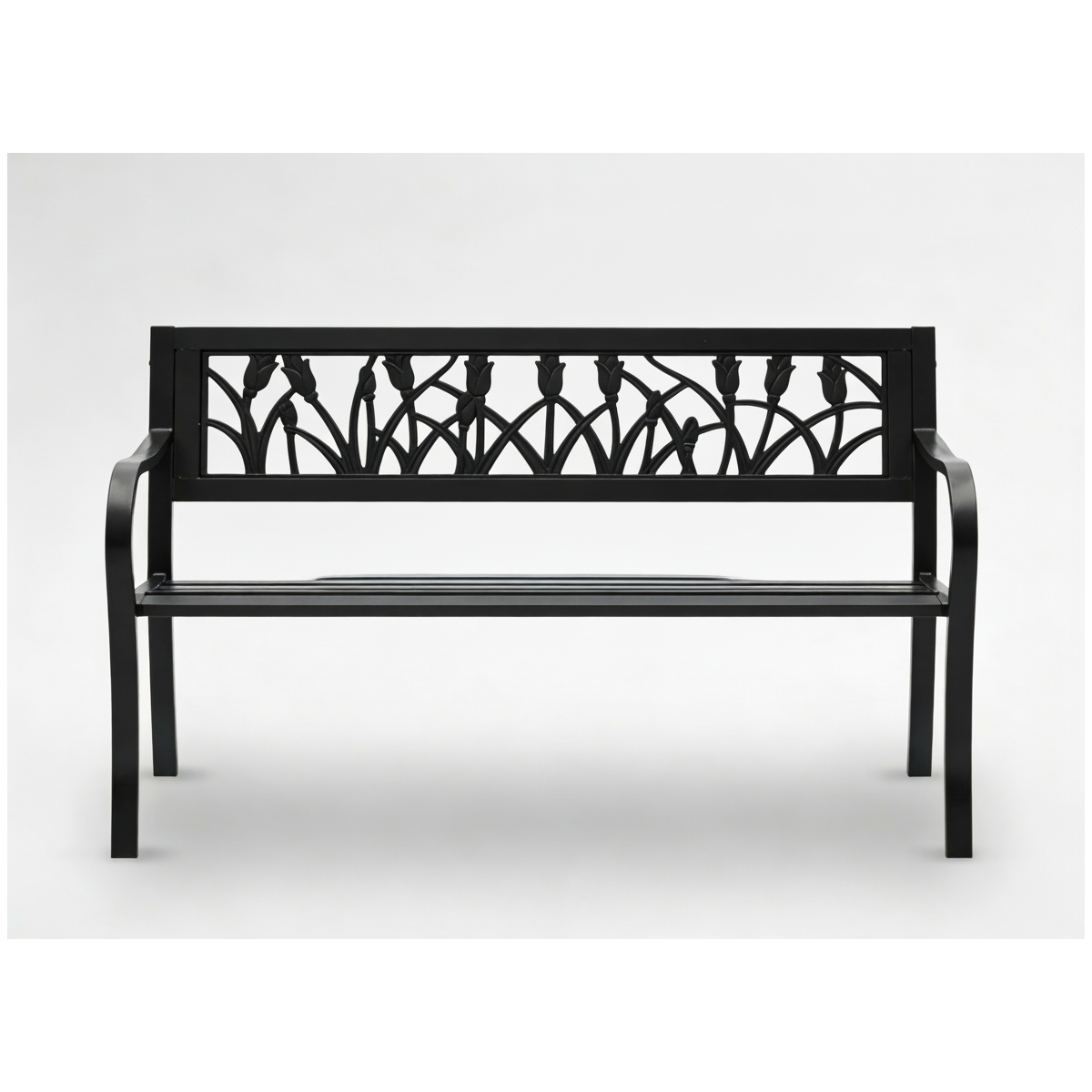 Bancă de grădină de culoare neagră 125x53x77 cm