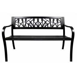 Bancă de grădină de calitate cu spătar cu motiv de trandafiri