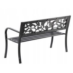 Bancă de grădină de calitate cu spătar cu motiv de trandafiri