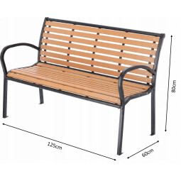 Bancă de grădină mare imitație de lemn 125 x 60 x 80 cm