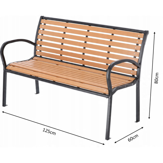 Bancă de grădină mare imitație de lemn 125 x 60 x 80 cm