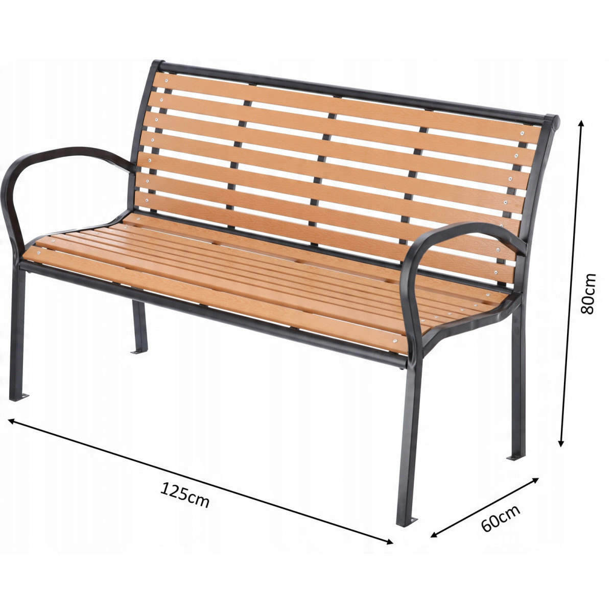 Bancă de grădină mare imitație de lemn 125 x 60 x 80 cm