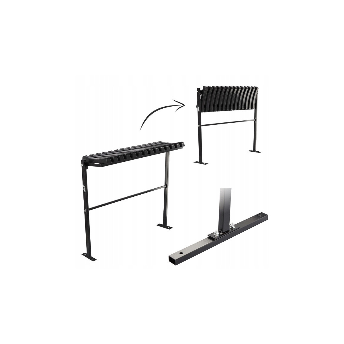 Cimitir bancă 86 cm cu urme | Pliabilă neagră