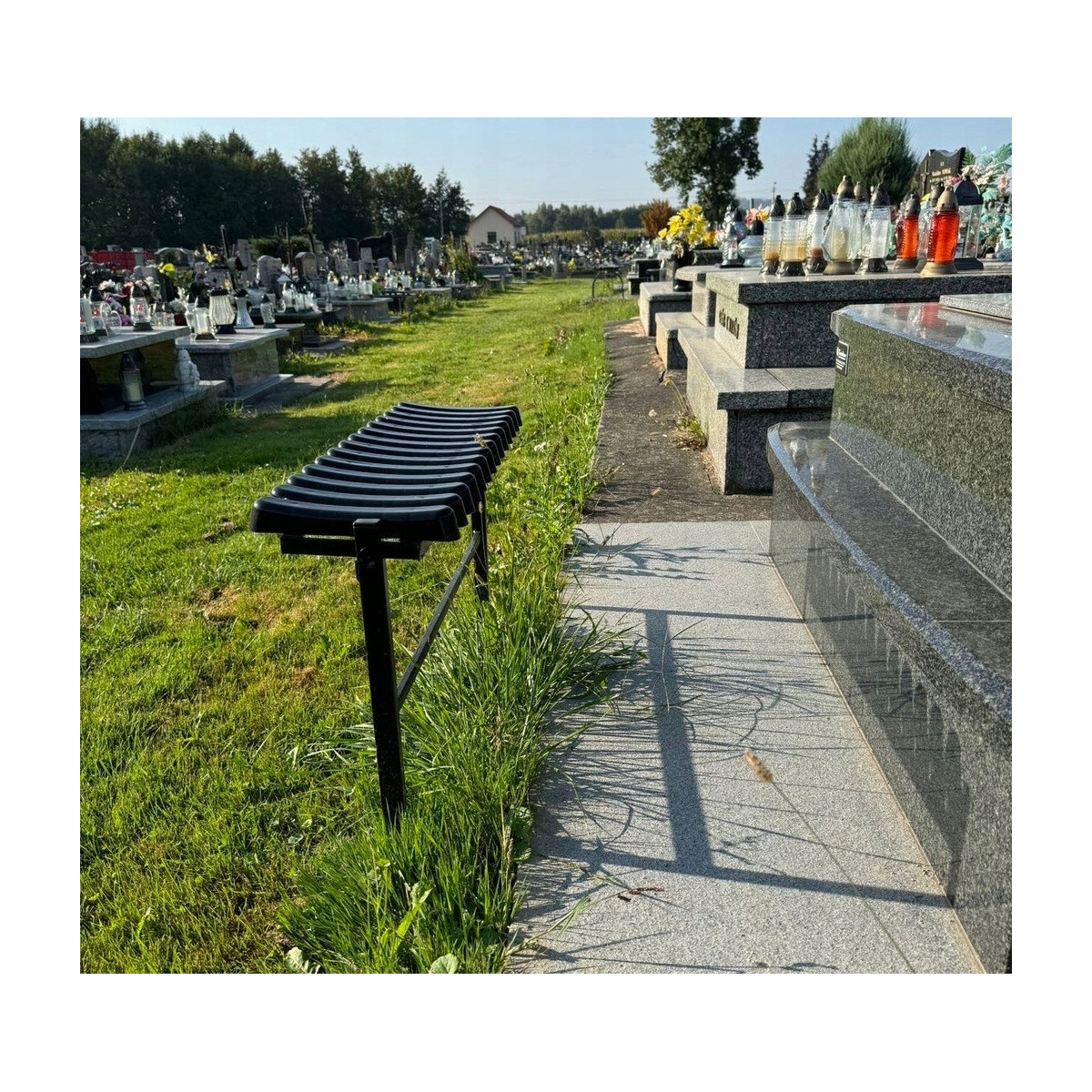 Cimitir bancă 86 cm cu urme | Pliabilă neagră