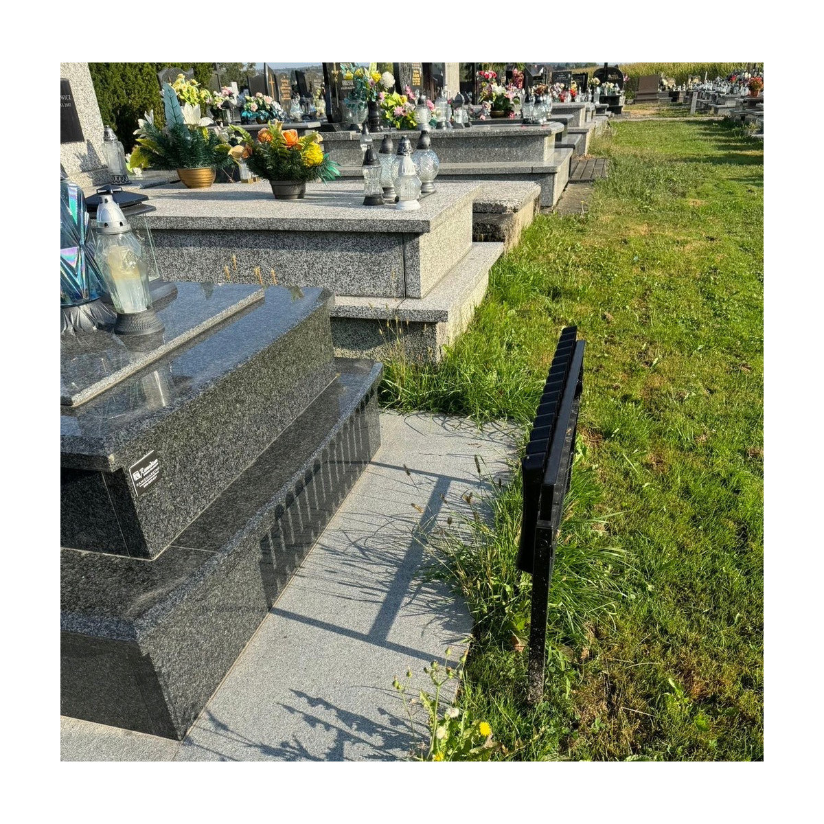 Cimitir bancă 86 cm cu urme | Pliabilă neagră