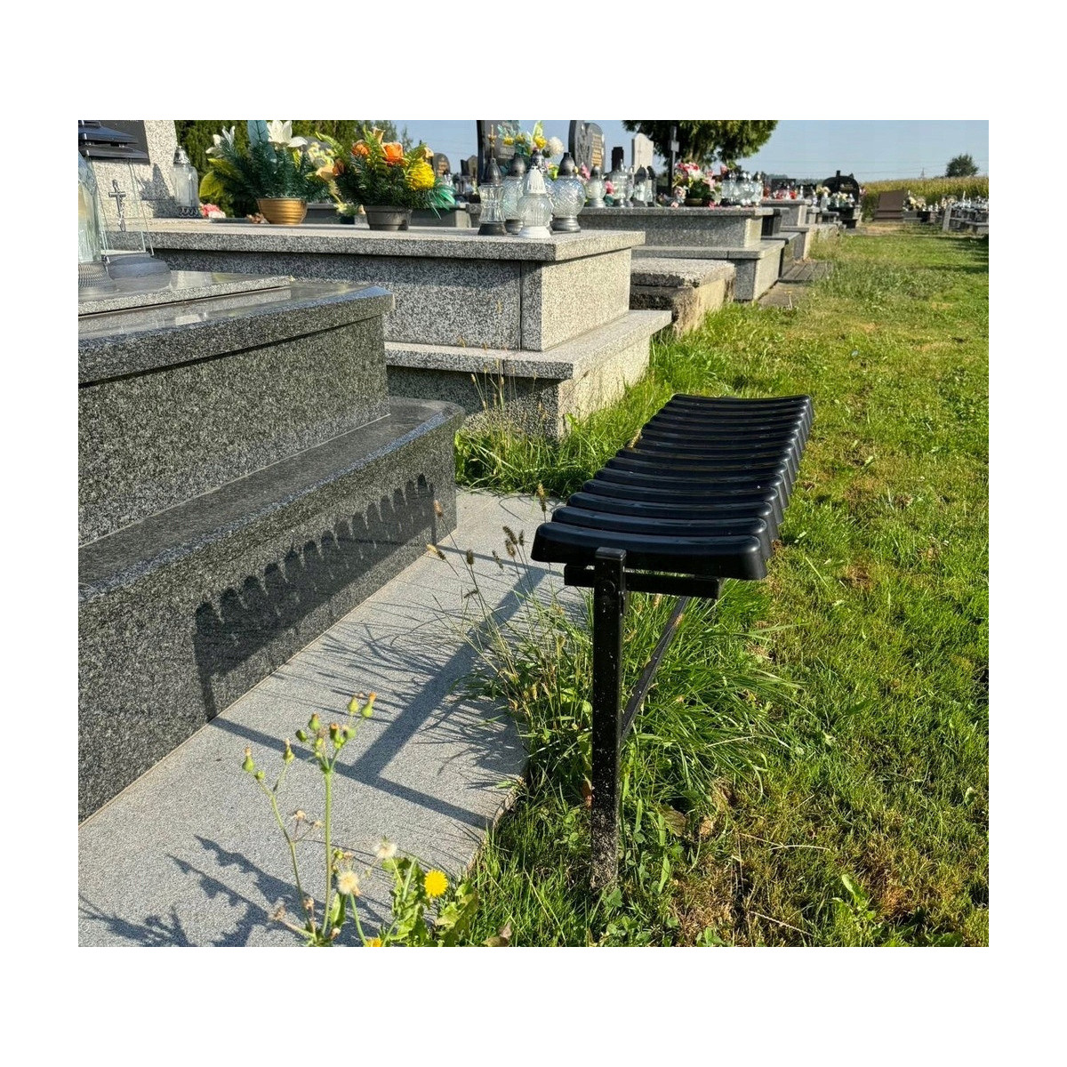 Cimitir bancă 86 cm cu urme | Pliabilă neagră