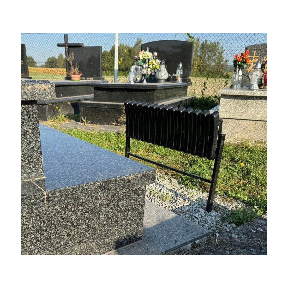 Cimitir bancă 86 cm cu urme | Pliabilă neagră