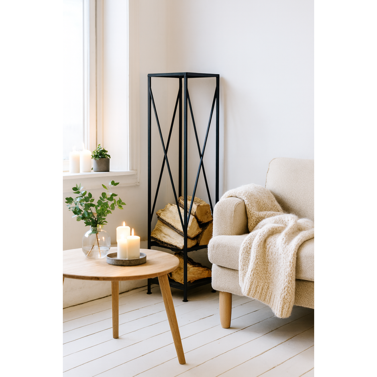 Stâlp pentru lemne pentru șemineu 34x34x111 cm