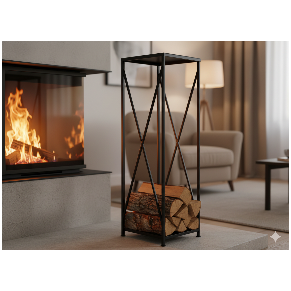 Stâlp pentru lemne pentru șemineu 34x34x111 cm