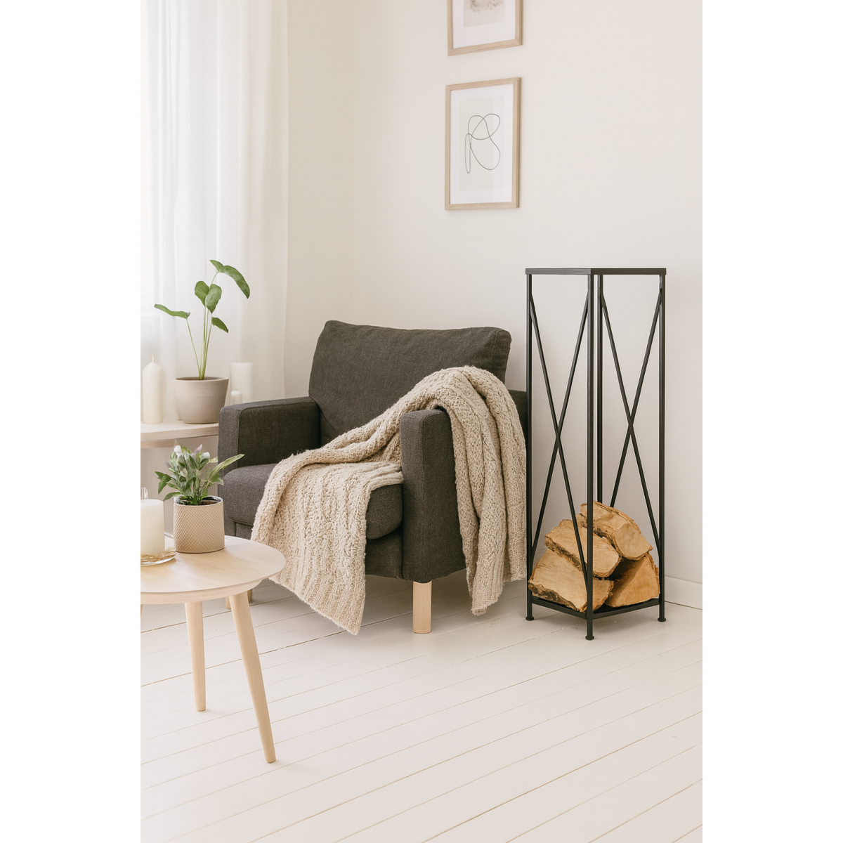 Stâlp pentru lemne pentru șemineu 34x34x111 cm