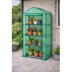 Mini grădina de răsaduri cu rafturi