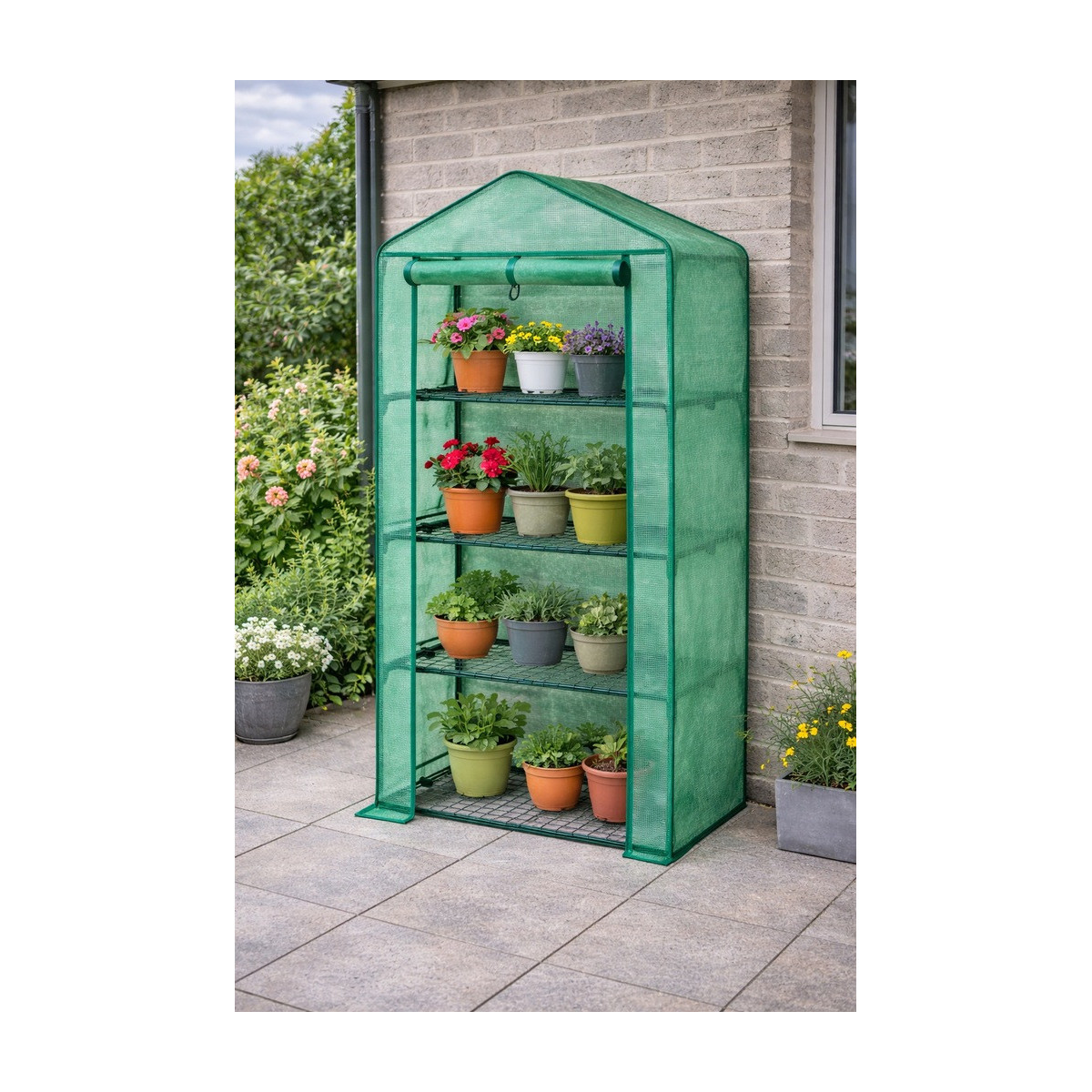 Mini grădina de răsaduri cu rafturi