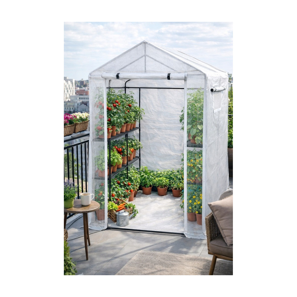 Foliovník – grădina de răsaduri 16 mm 1,4 × 1,4 × 2 m alb