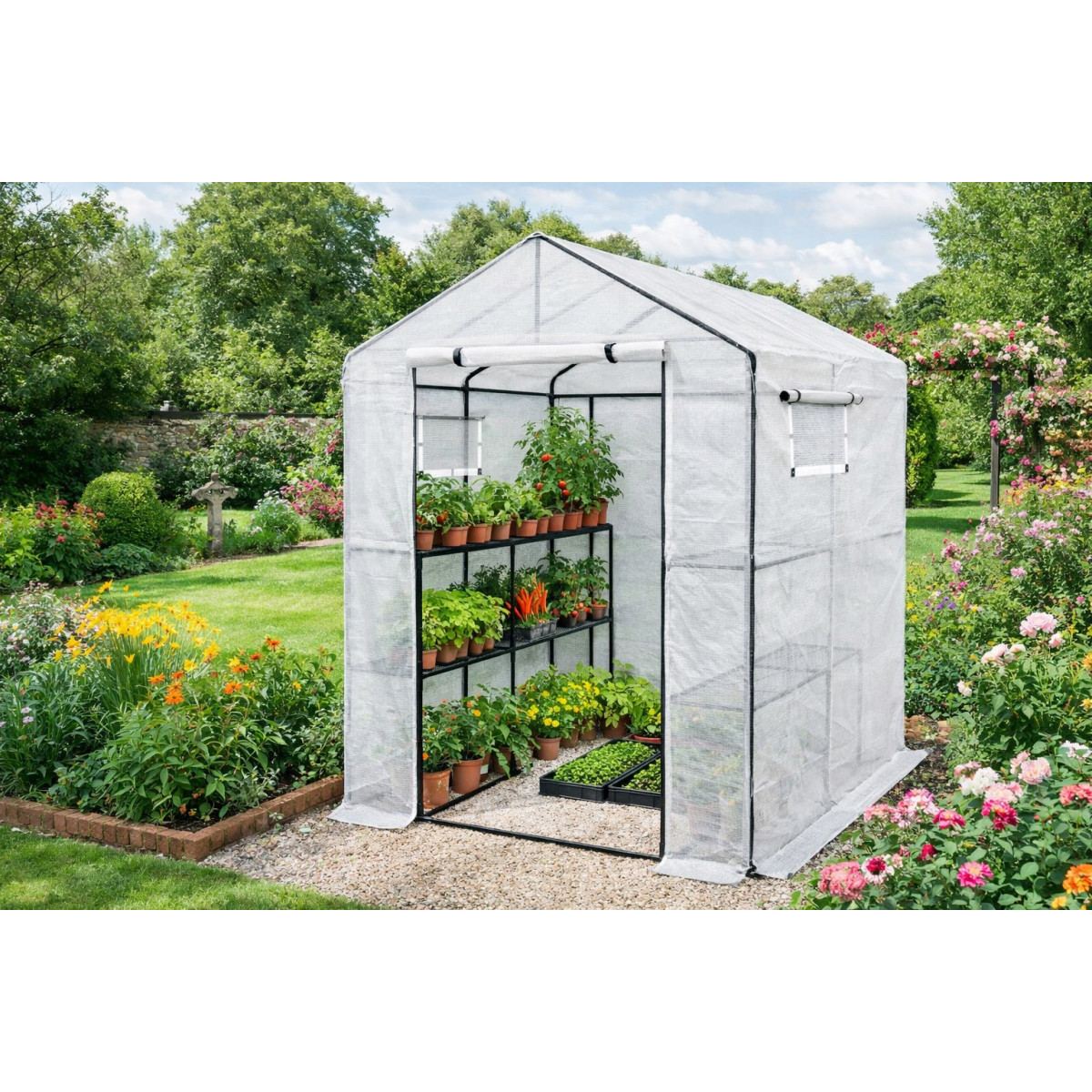 Foliovník – grădina de răsaduri 16 mm 1,4 × 1,4 × 2 m alb