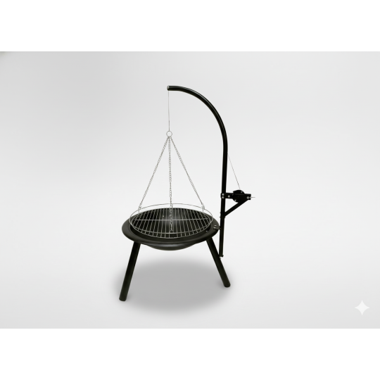 Zgârie de suspensie cu focar de 55 cm și grătar reglabil, înălțime 100 cm