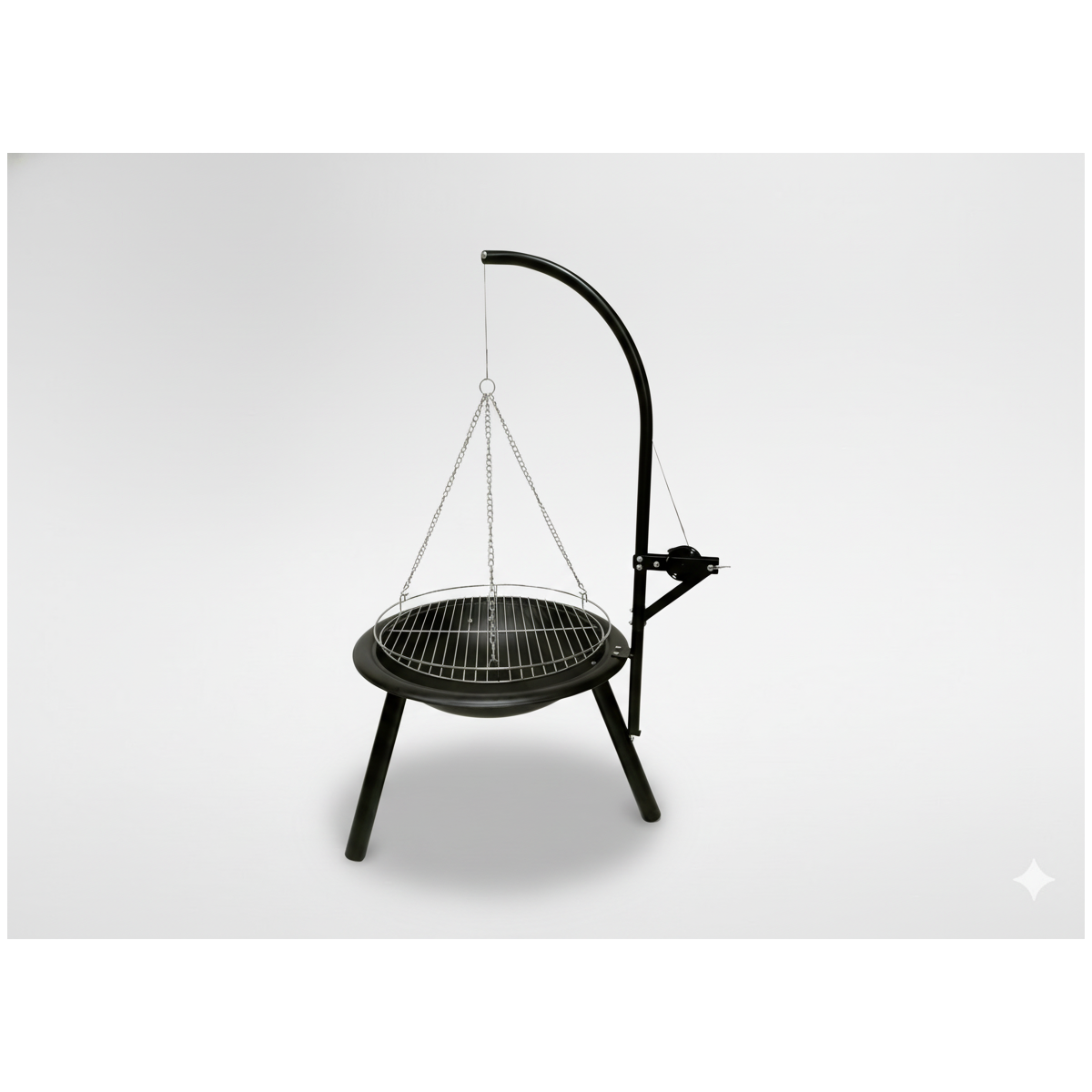 Zgârie de suspensie cu focar de 55 cm și grătar reglabil, înălțime 100 cm