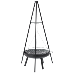 Závor de grătar suspendat pe trei picioare de 60 cm – grătar reglabil, înălțime 150 cm