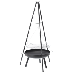 Závor de grătar suspendat pe trei picioare de 60 cm – grătar reglabil, înălțime 150 cm