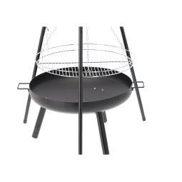 Závor de grătar suspendat pe trei picioare de 60 cm – grătar reglabil, înălțime 150 cm