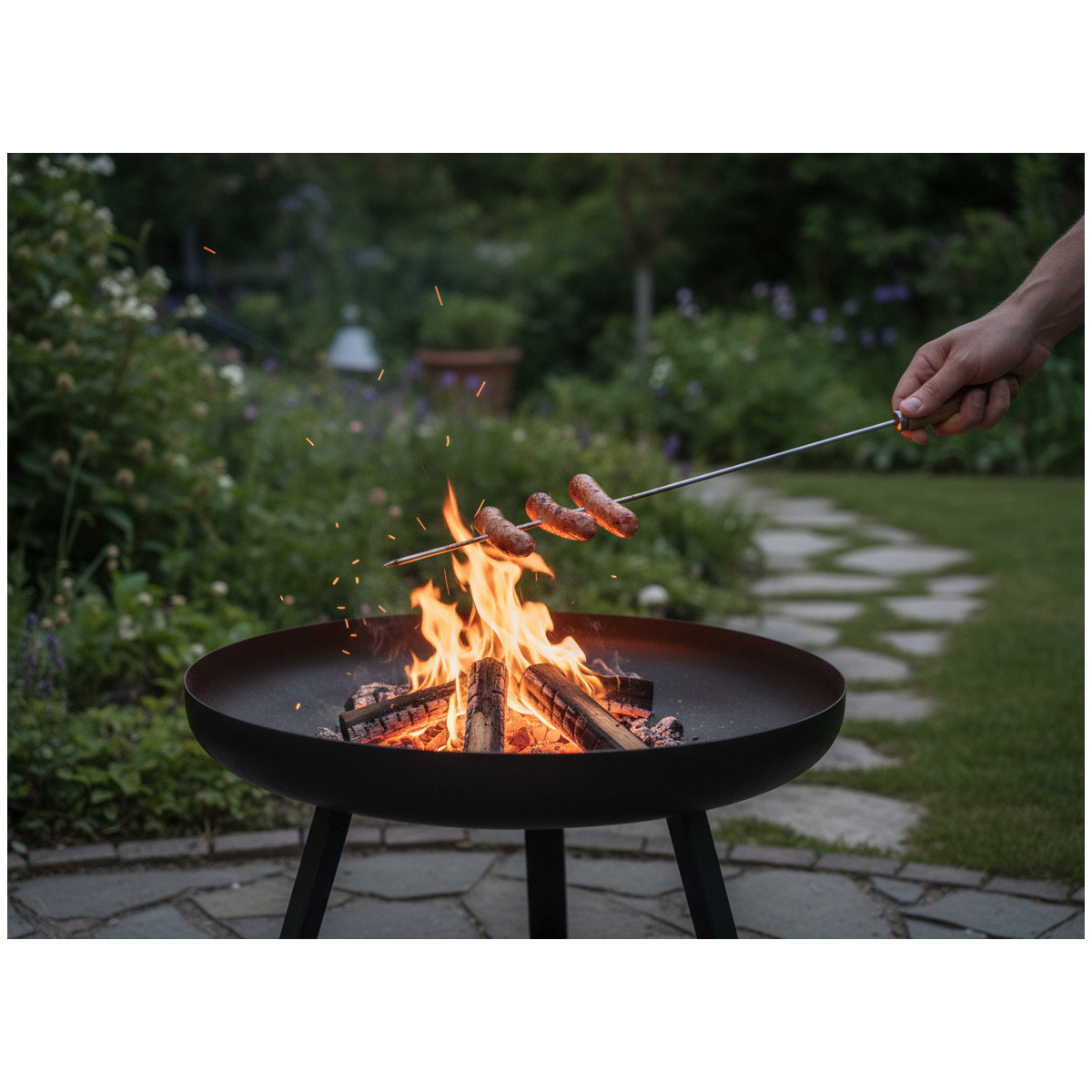 Oțel pentru grădină focar 60 × 36 cm – oțel de 2 mm, picioare detașabile