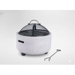 Focar de grădină cu capac și furcă 43 × 43 × 38,5 cm – Vas MgO cu grătar