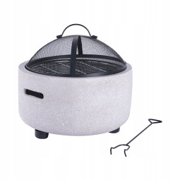 Focar de grădină cu capac și furcă 43 × 43 × 38,5 cm – Vas MgO cu grătar