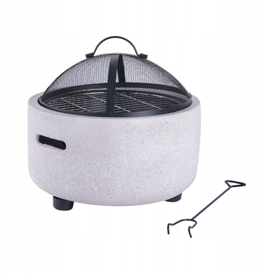 Focar de grădină cu capac și furcă 43 × 43 × 38,5 cm – Vas MgO cu grătar