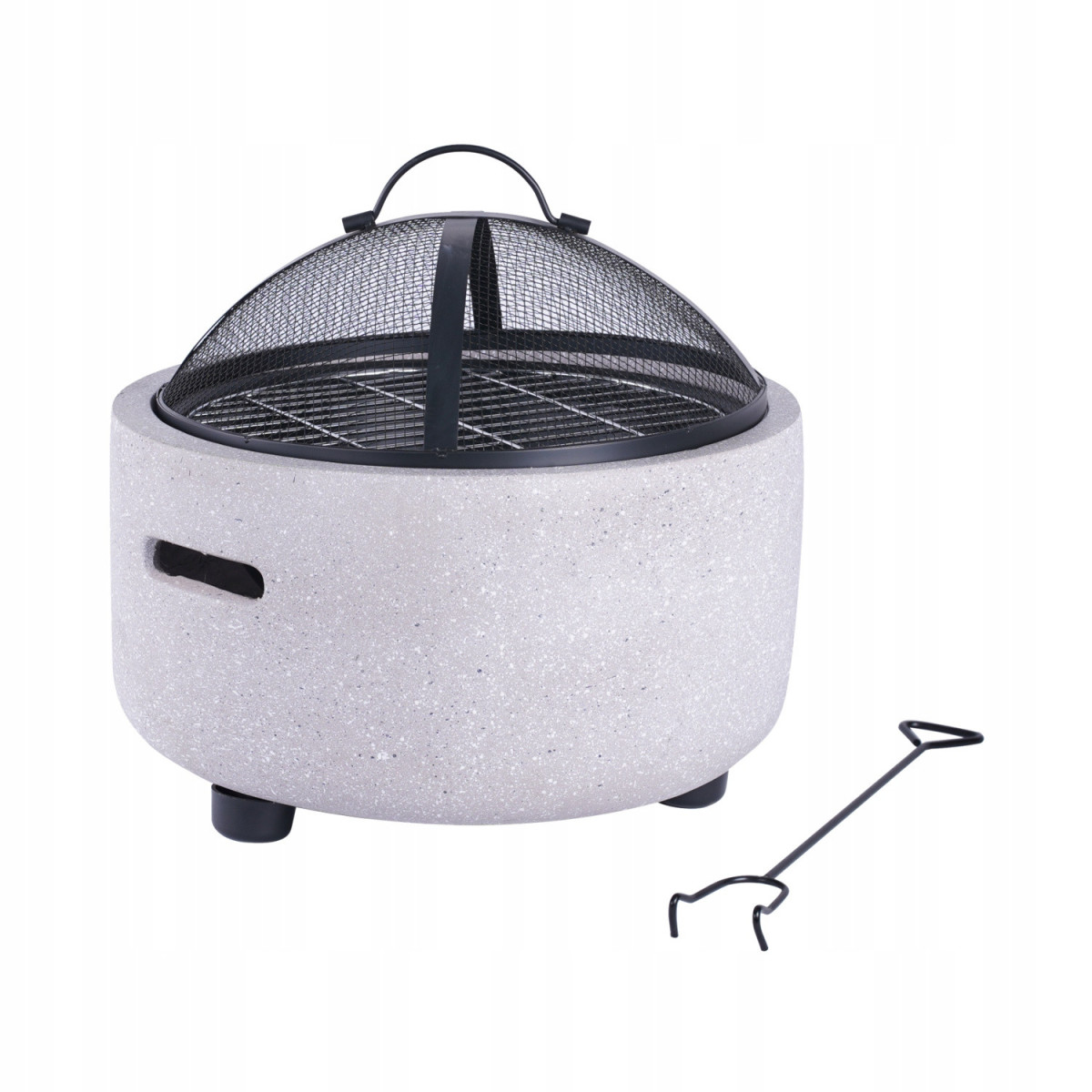 Focar de grădină cu capac și furcă 43 × 43 × 38,5 cm – Vas MgO cu grătar