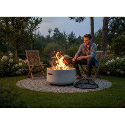 Focar de grădină cu capac și furcă 43 × 43 × 38,5 cm – Vas MgO cu grătar