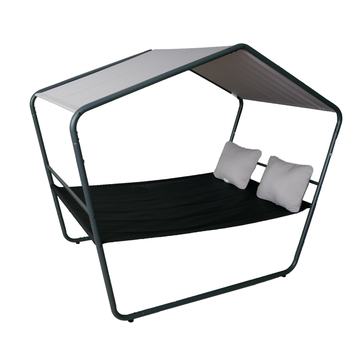 Dublu șezlong de grădină cu copertină 233 × 136 × 191 cm – Textilene, capacitate de încărcare 260 kg