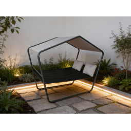 Dublu șezlong de grădină cu copertină 233 × 136 × 191 cm – Textilene, capacitate de încărcare 260 kg