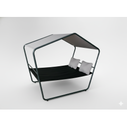 Dublu șezlong de grădină cu copertină 233 × 136 × 191 cm – Textilene, capacitate de încărcare 260 kg