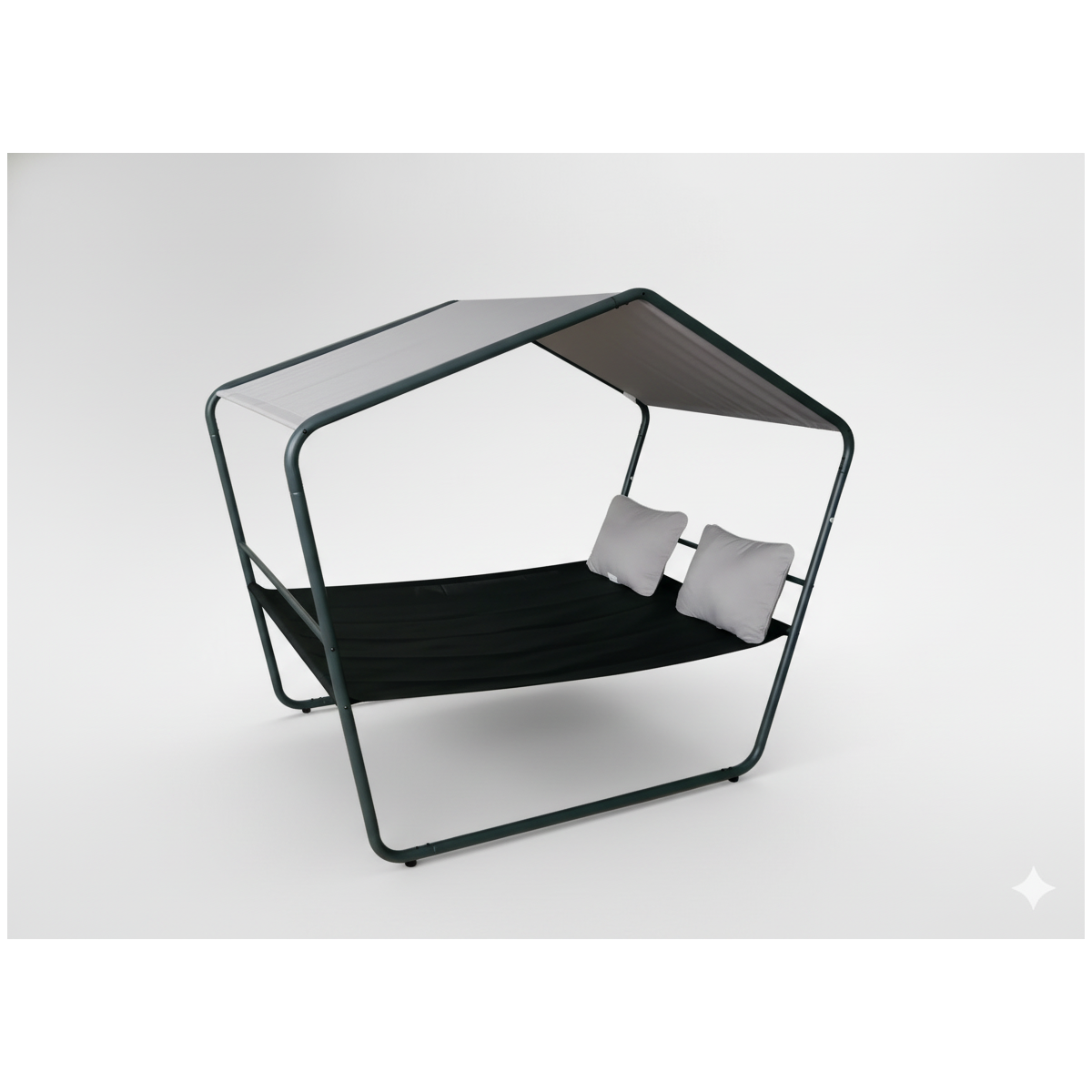 Dublu șezlong de grădină cu copertină 233 × 136 × 191 cm – Textilene, capacitate de încărcare 260 kg