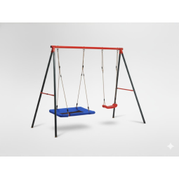 Dublă balansoar de grădină pentru copii cu cuib de stork 290 × 180 × 200 cm