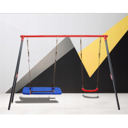 Dublă balansoar de grădină pentru copii cu cuib de stork 290 × 180 × 200 cm